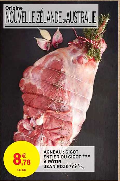 agneau : gigot entier ou gigot*** à rôtir jean rozé