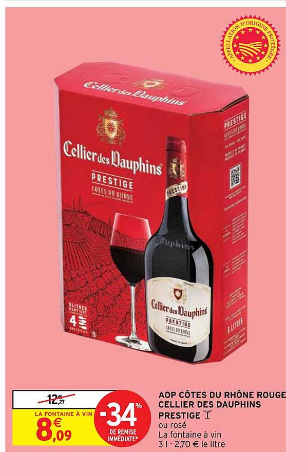 Aop Côtes Du Rhône Rouge Cellier Des Dauphins Prestige