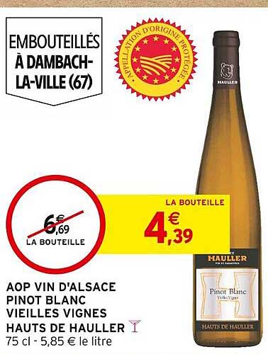 aop vin d'alsace pinot blanc vieilles vignes hauts de hauller