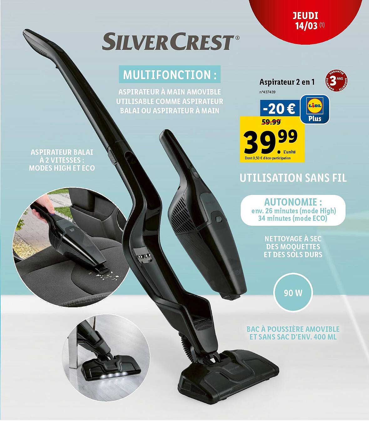 aspirateur 2 en 1 silver crest
