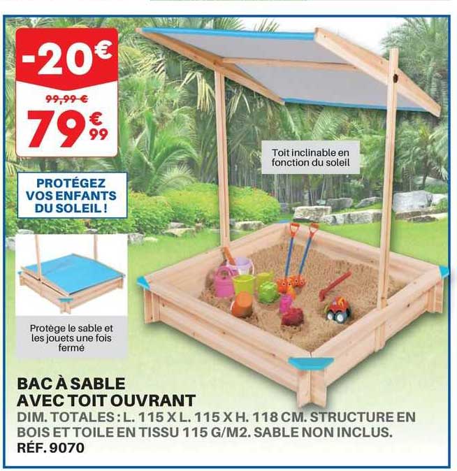 bac à sable avec toit ouvrant