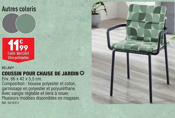 Belavi Coussin Pour Chaise De Jardin