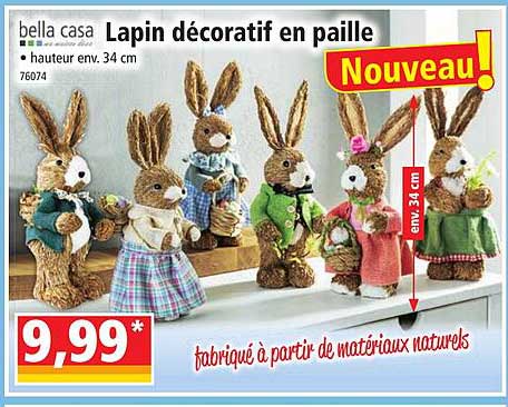 Bella Casa Lapin Décoratif En Paille