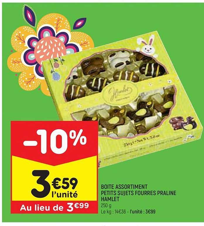 boîte assortiment petits sujets fourrés praline hamlet