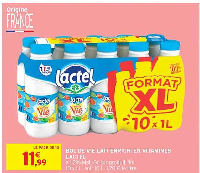 bol de vie lait enrichi en vitamines lactel