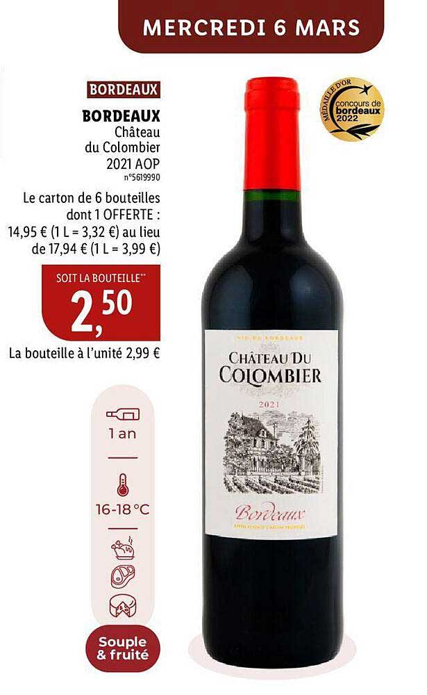 bordeaux château du colombier 2021 aop