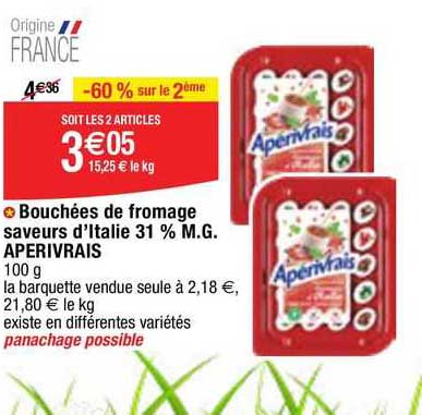 bouchées de fromage saveurs d'italie 31% m.g. aperivrais