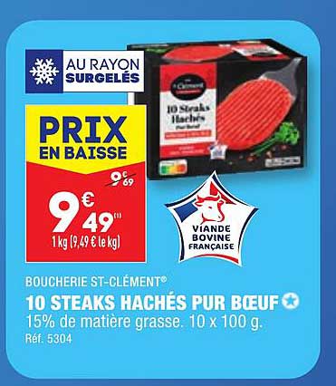 Boucherie St-clément 10 Steaks Hachés Pur Bœuf