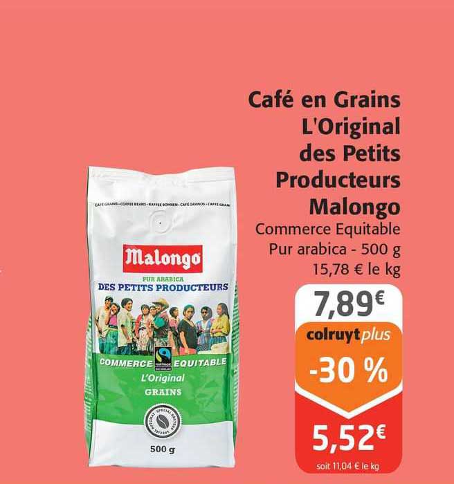 café en grains l'original des petits producteurs malongo
