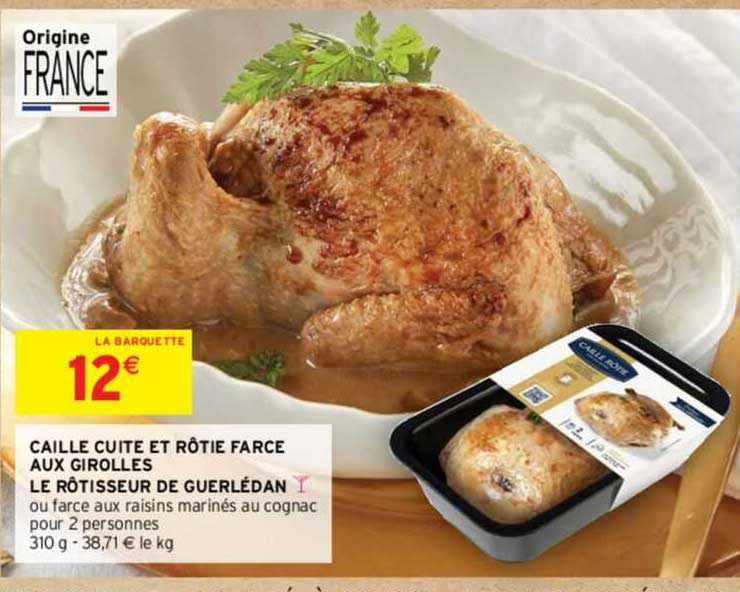 caille cuite et rôti farce aux girolles le rôtisseur de guerlédan