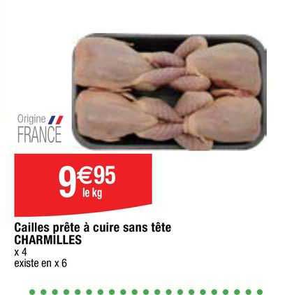 cailles prête à cuire sans tête charmilles