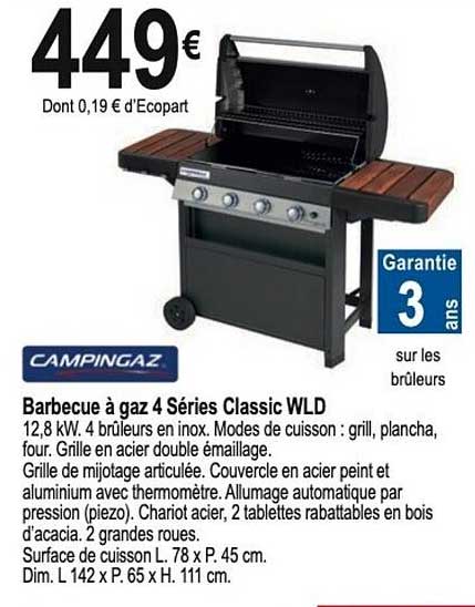 campingaz barbecue à gaz 4 séries classic wld