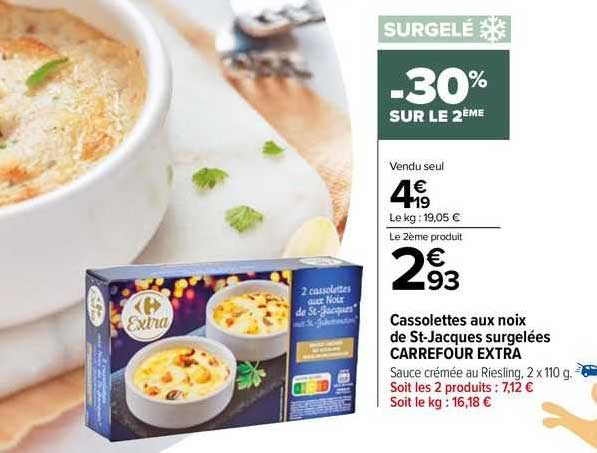cassolettes aux noix de st-jacques surgelées carrefour extra