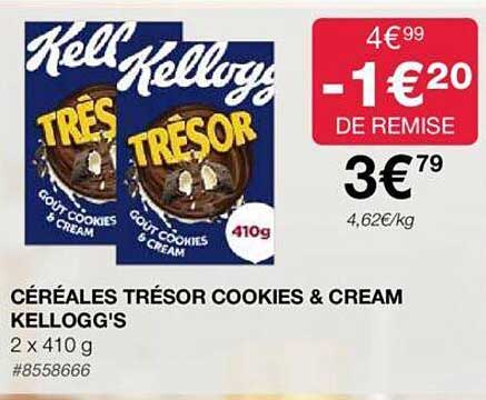 céréales trésor cookies & cream kellogg's