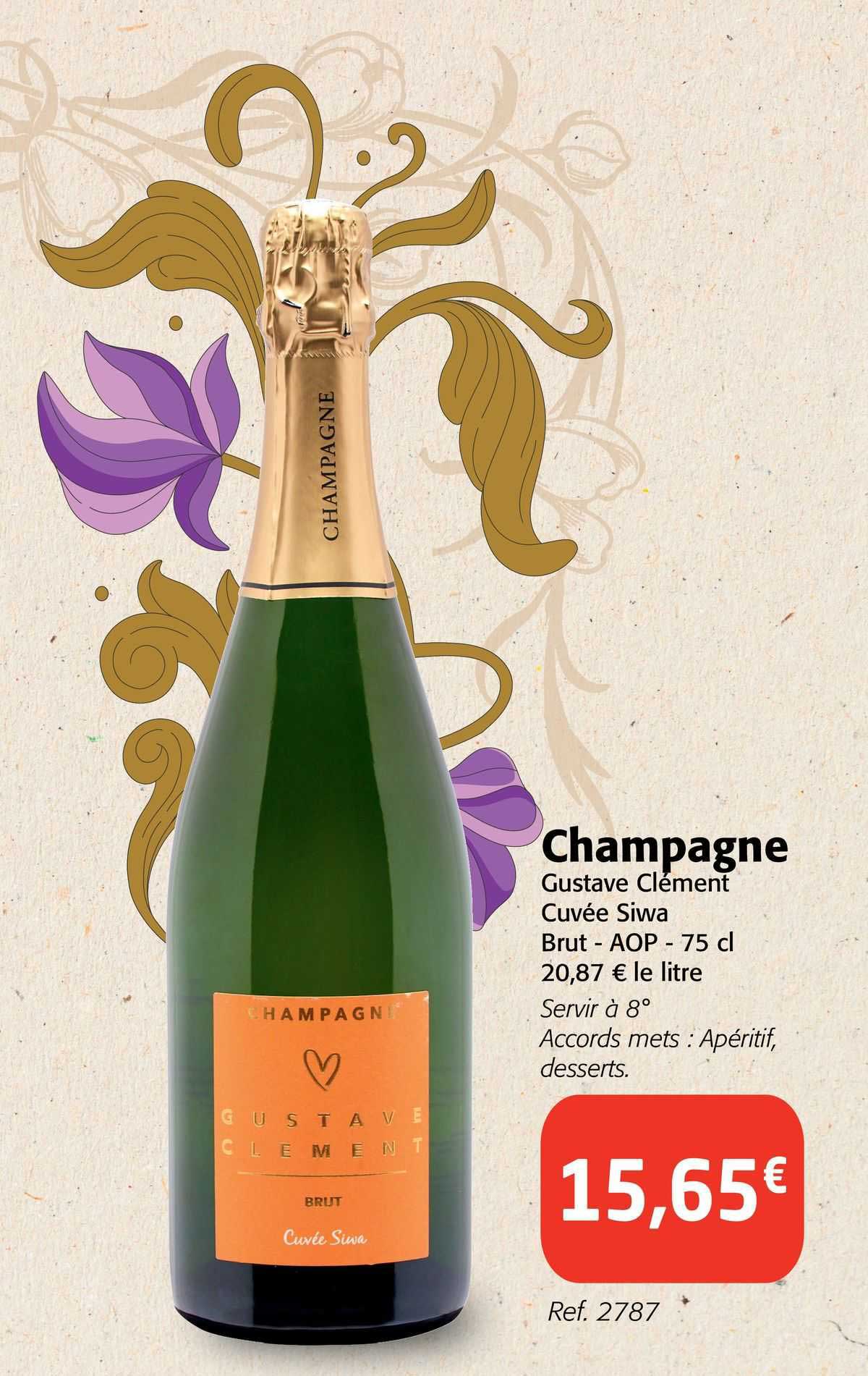 champagne gustave clément cuvée siwa brut - aop
