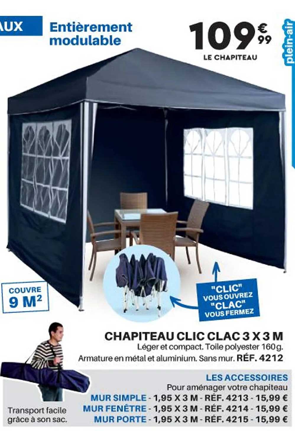 chapiteau clic clac 3 x 3 m