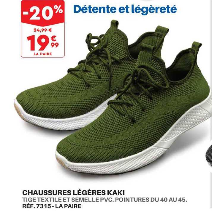 chaussures légères kaki