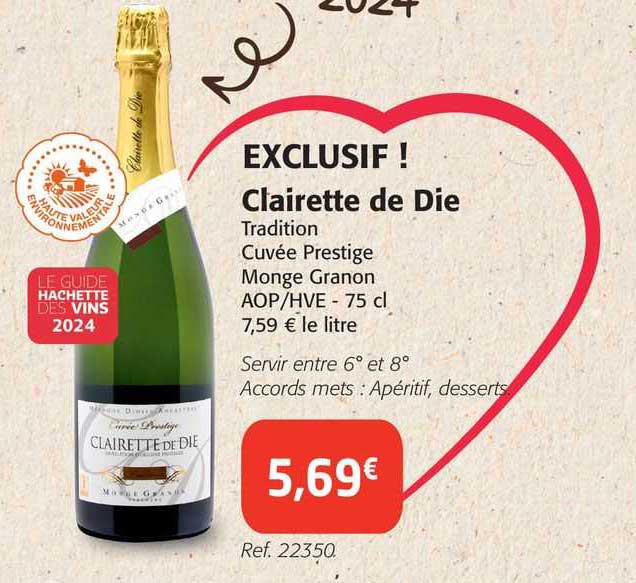 clairette de die tradition cuvée prestige monge granon aop/hve
