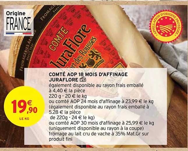 comté aop 18 mois d'affinage juraflore