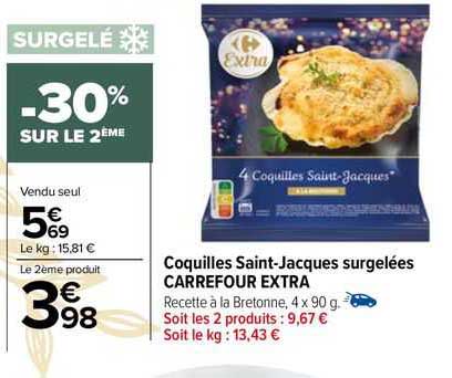 Coquilles Saint-jacques Surgelées Carrefour Extra