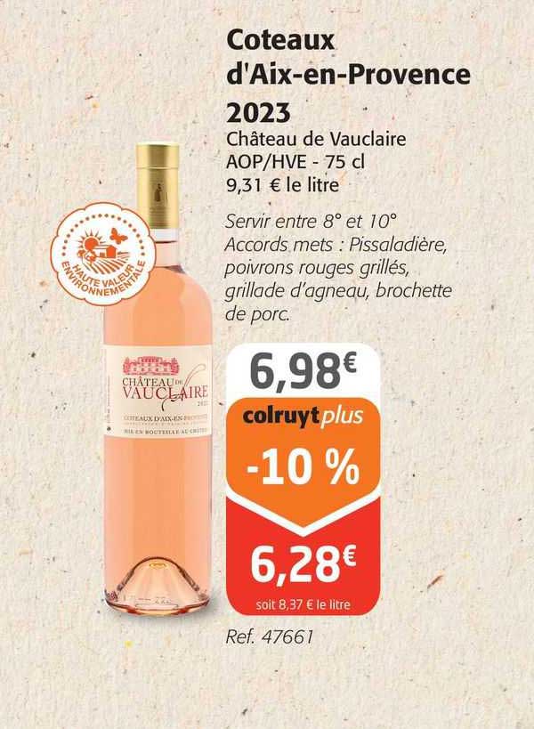 coteau d'aix-en-provence 2023 château de vauclaire aop/hve