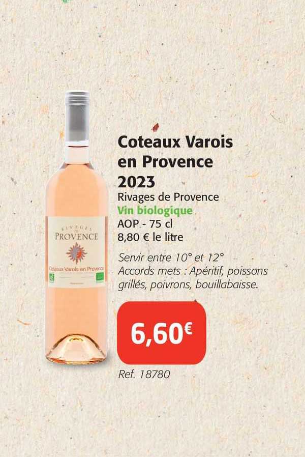 coteaux varois en provence 2023 rivages de provence vin biologique aop