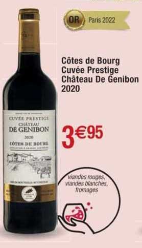 côtes de bourg cuvée prestige château de genibon 2020