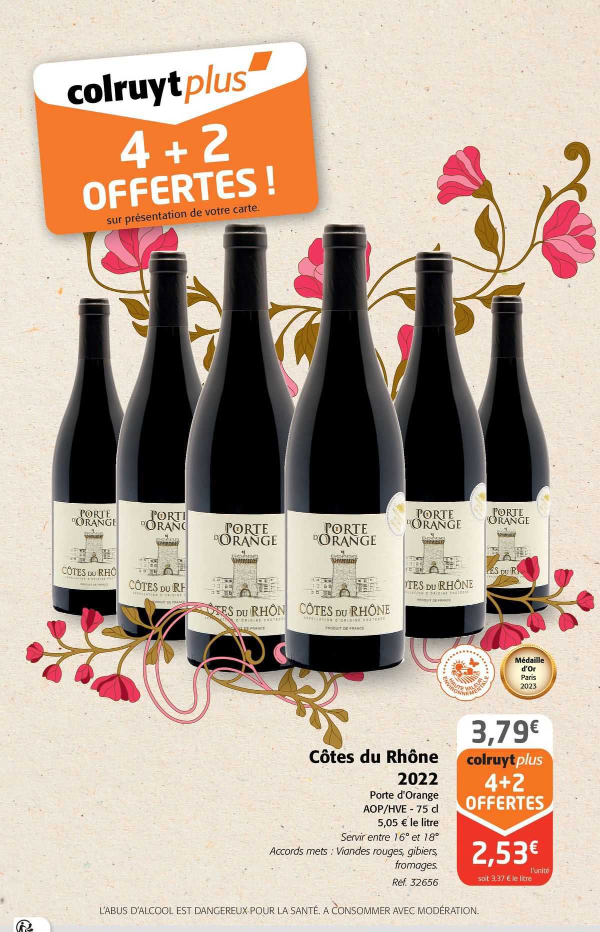 côtes du rhône 2022 porte d'orange aop/hve