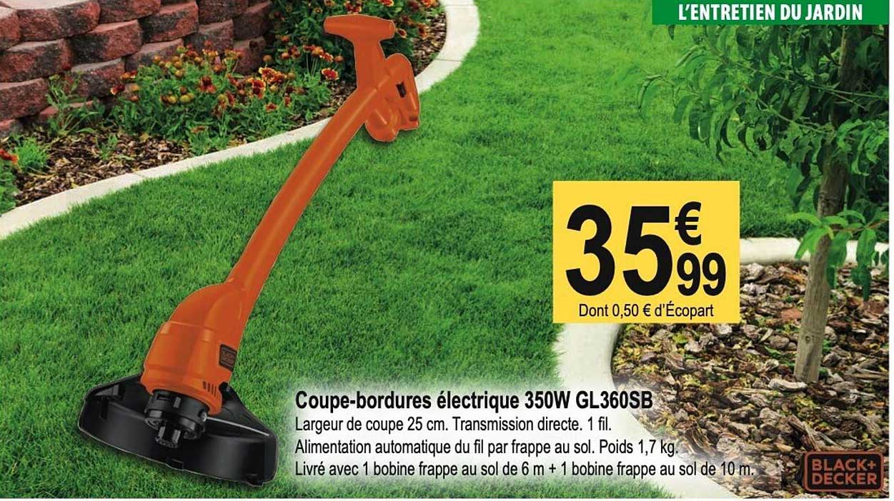 coupe-bordures électrique 350w gl360sb black+decker