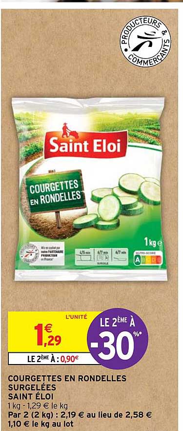 courgettes en rondelles surgelées saint éloi