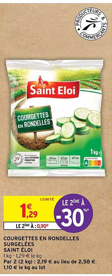 courgettes en rondelles surgelées saint éloi