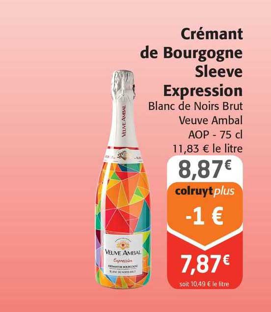 crémant de bourgogne sleeve expression blanc de noirs brut veuve ambal aop