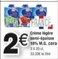 crème légère semi-épaisse 18% m.g. cora