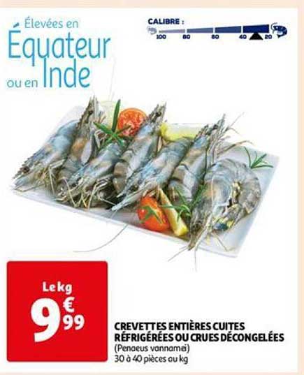 Crevettes Entières Cuites Réfrigérées Ou Crues Décongelées