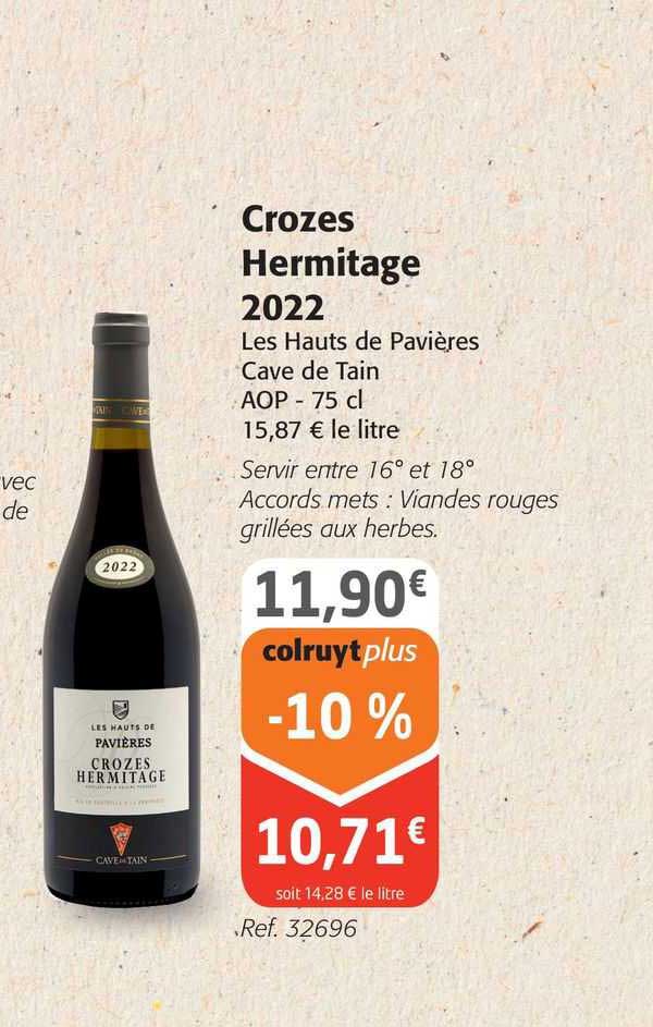 Crozes Hermitage 2022 Les Hauts De Pavières Cave De Tain Aop