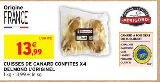 cuisses de canard confites x4 delmond l'originel