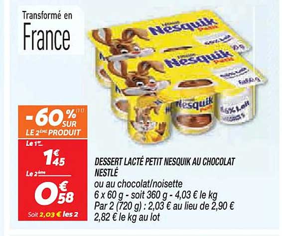 Dessert Lacté Petit Nesquik Au Chocolat Nestlé