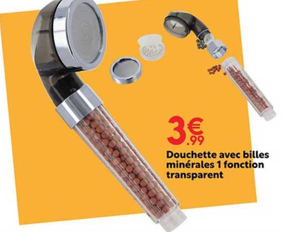 douchette avec billes minérales 1 fonction transparent