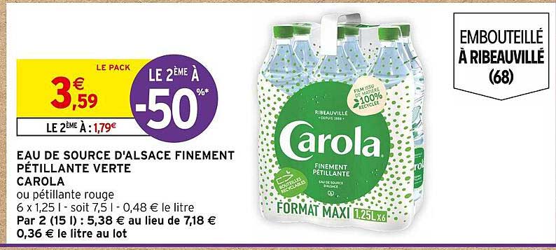 eau de source d'alsace finement pétillante verte carola