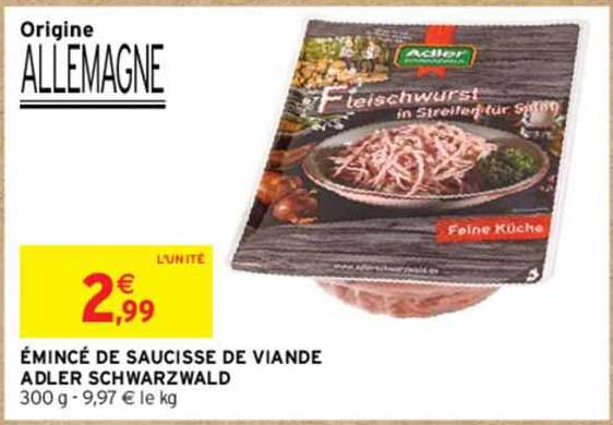 émincé de saucisse de viande adler schwarzwald