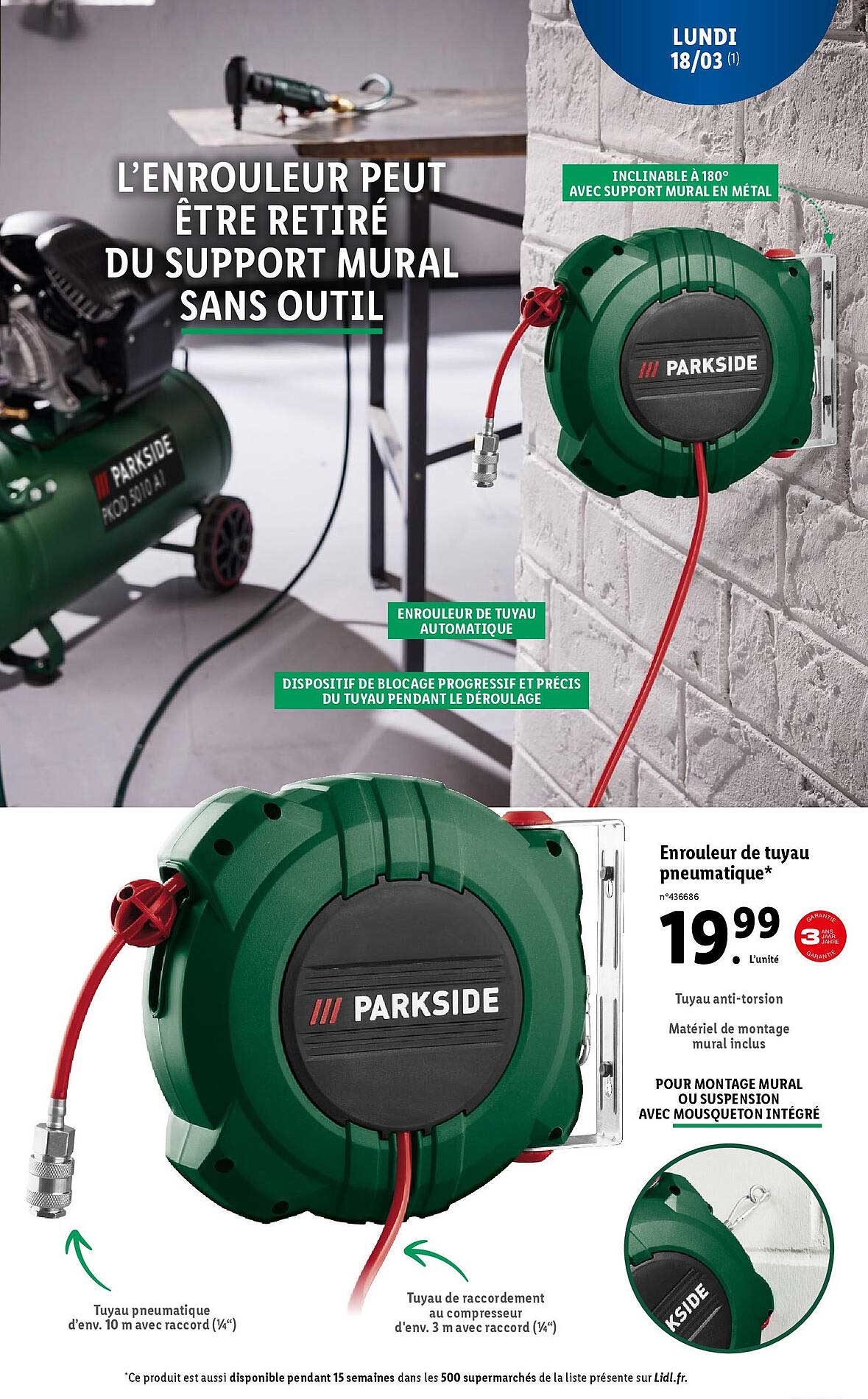 Enrouleur De Tuyau Pneumatique Parkside