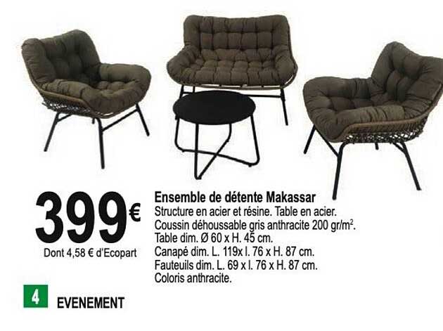 ensemble de détente makassar