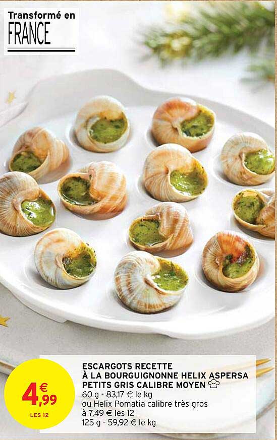 escargots recette à la bourguignonne helix aspersa petits gris calibre moyen