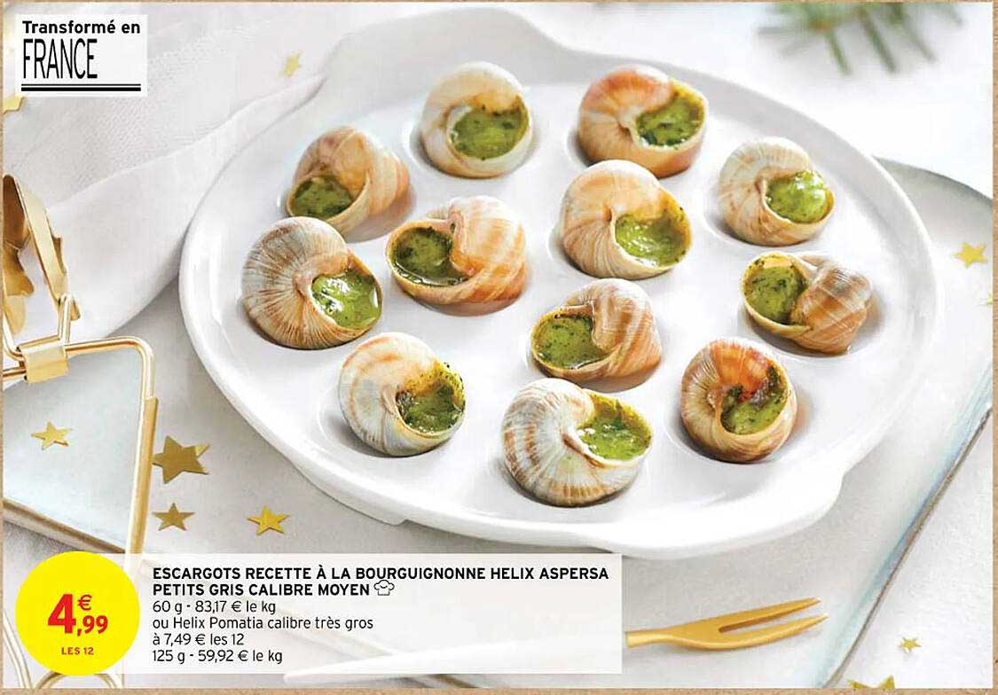escargots recette à la bourguignonne helix aspersa petits gris calibre moyen