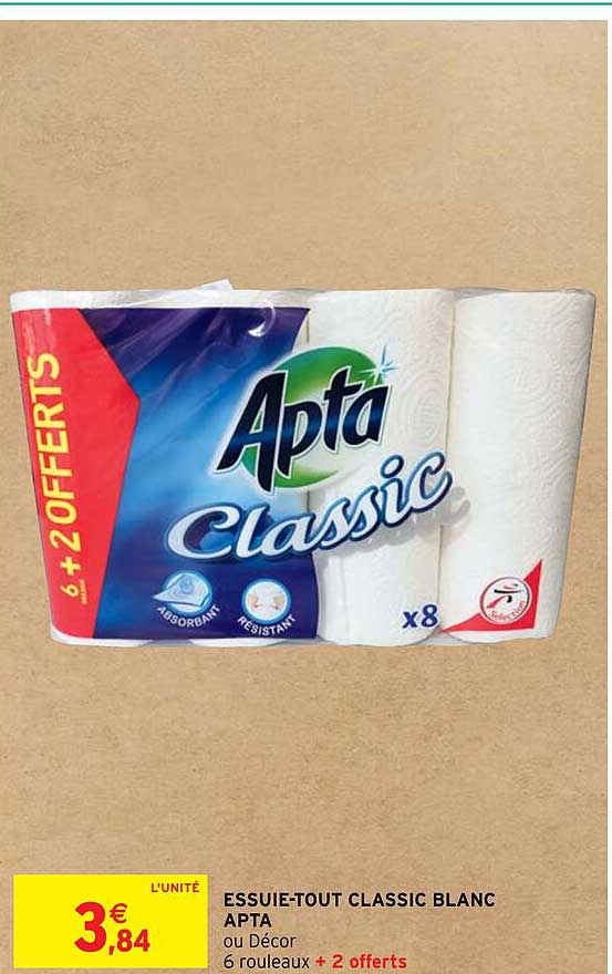 essuie-tout classic blanc apta