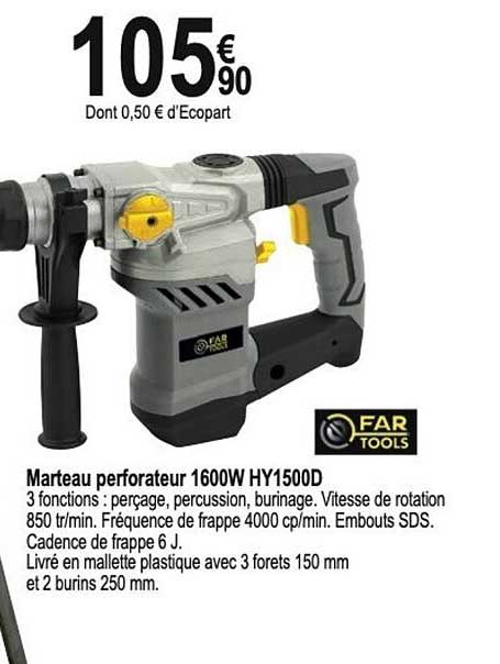 far tools marteau perforateur 1600w hy1500d