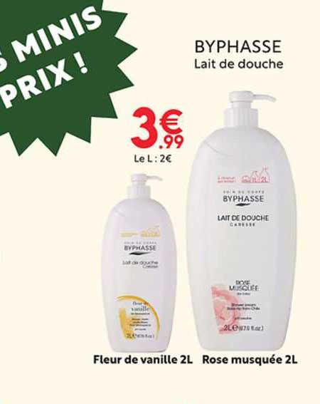 fleur de vanille 2l rose musquée 2l byphasse lait de douche