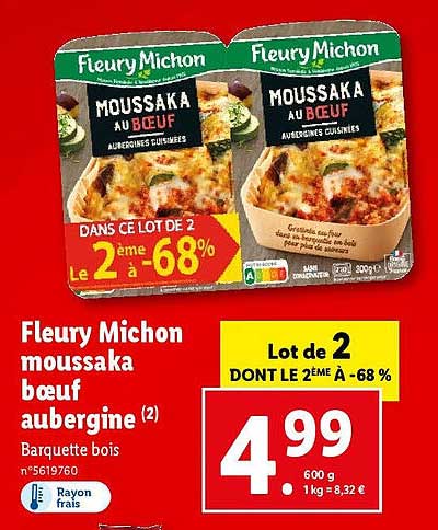 fleury michon moussaka bœuf aubergine