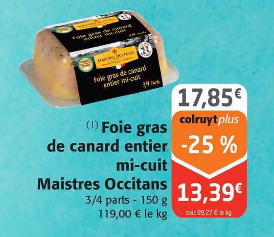 Foie Gras De Canard Entier Mi-cuit Maistres Occitans