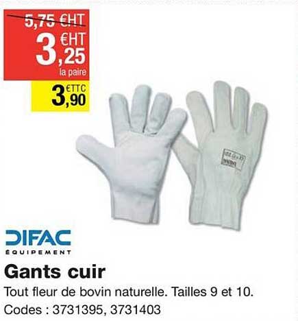 gants cuir difac équipement